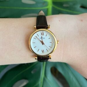 Fossil Gold and Brown Leather Watch